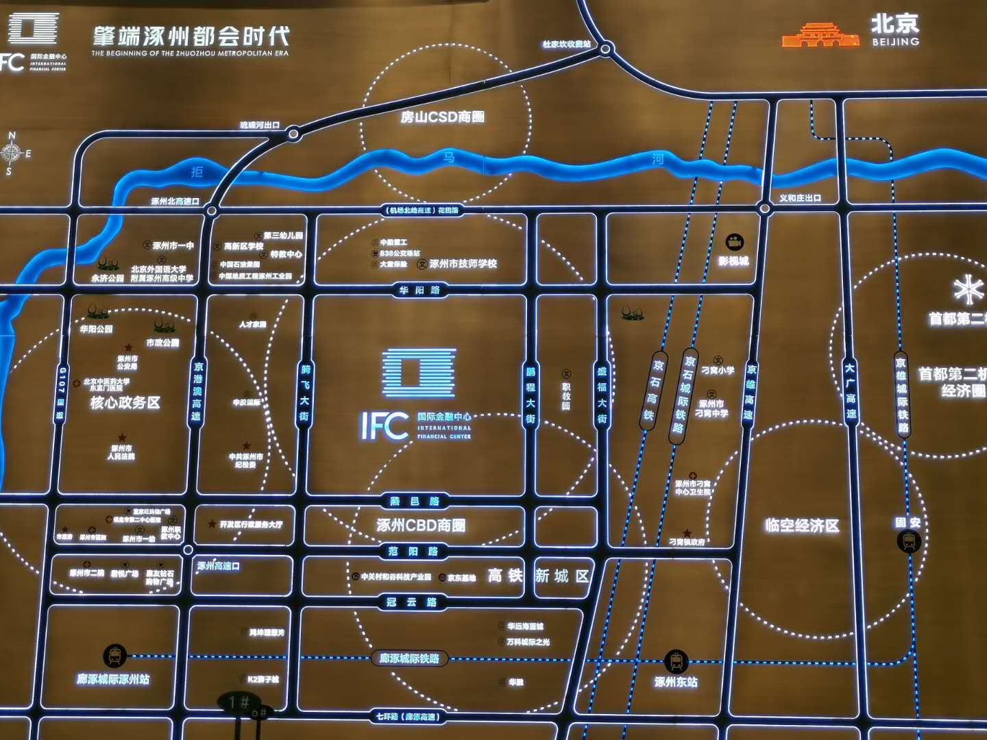 涿州千喜鹤楼盘周边生活配套地图。